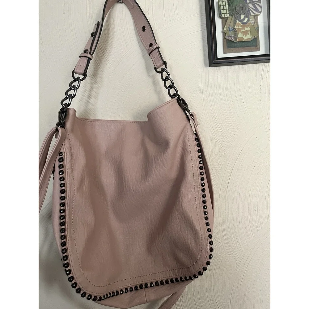 New! Jessica Simpson Camile Hobo Stud-Trim Shoulder Tote Bag